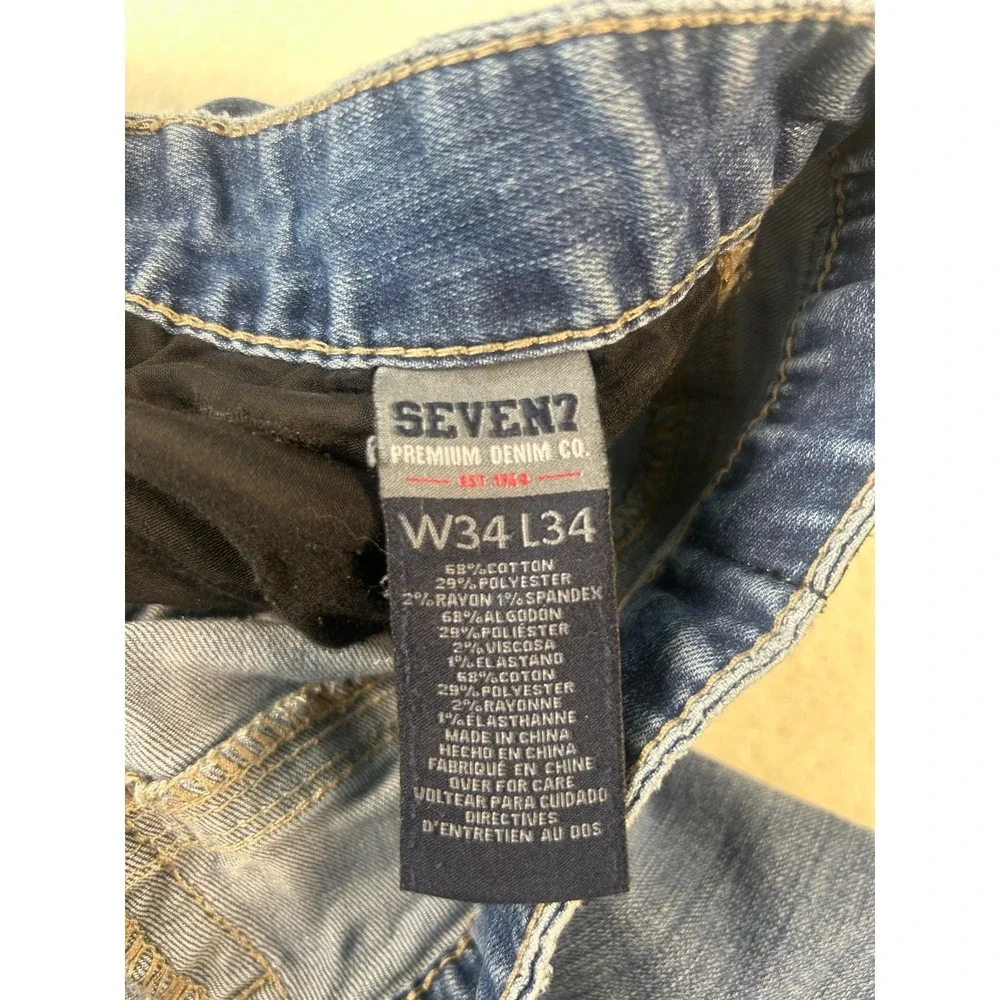 Seven7‎ Mens Straight Leg Jeans W34 L34 Medium Wash Blue Stretch Denim Pants